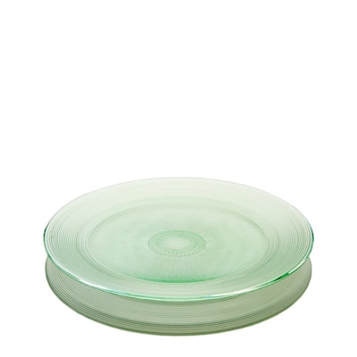 Lg. Recycled Glass Platter D14"- A - Green Glass