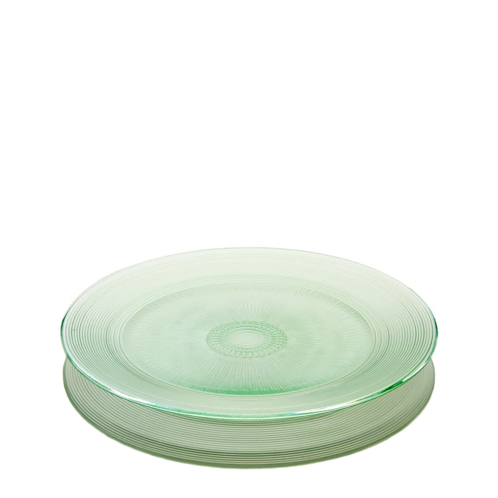 Lg. Recycled Glass Platter D14"- A - Green Glass