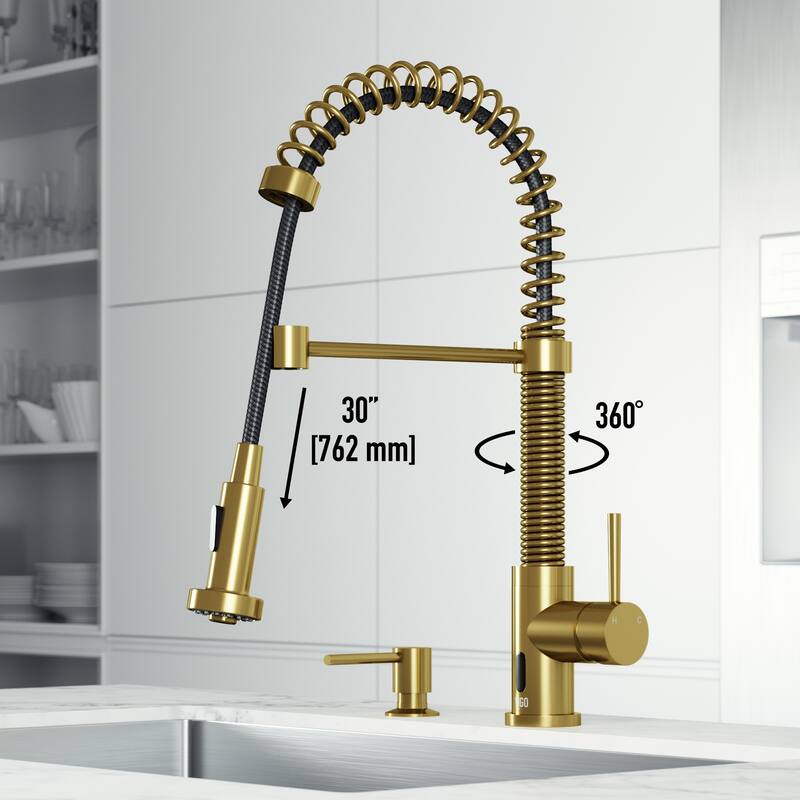 VIGO Edison 19" H Single Handle Pull-Down Sprayer Kitchen Faucet Set with Touchless Sensor