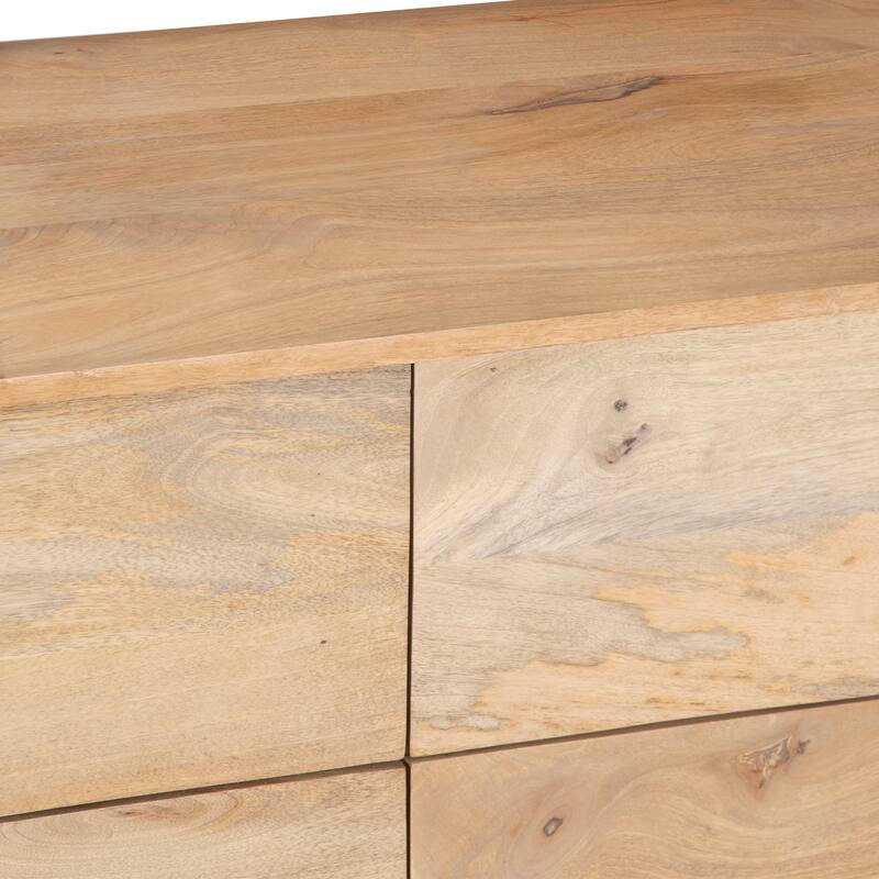 Geti Dresser 9 Drawers, 84 Inch Wide, Handcrafted Natural Oak White Mango Wood,