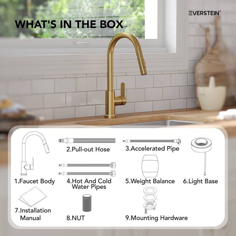 Kitchen Faucets with Pull Down Sprayer LED Single Handle High Arc Pull Out Kitchen Faucet Kitchen Sink Faucet