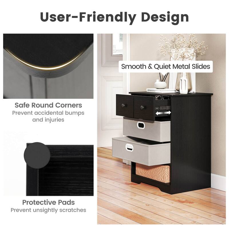 Costway 4-Drawer Dresser Modern Chest Storage Organizer with Open