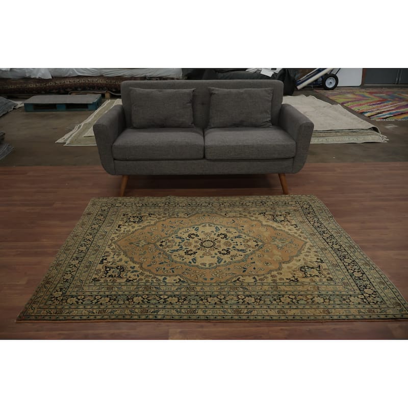 Hand Knotted Oriental 100% Wool Carpet Traditional Floral Oranges & Rust Tabriz (Haj Jalili) Area Rug - 6' 1'' X 4' 5''