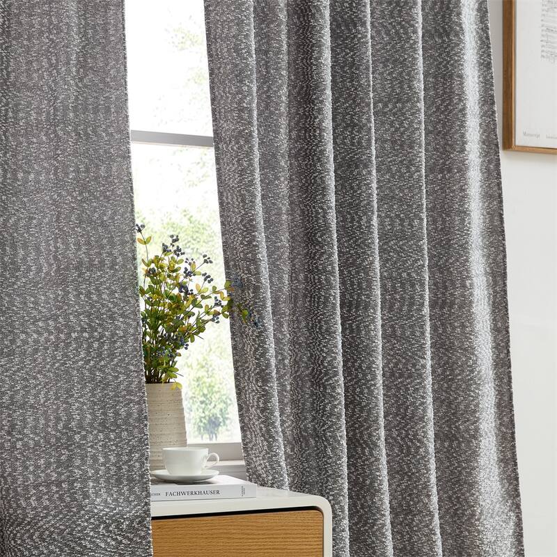 HLC.ME Easton Jacquard Slub Texture - Privacy Curtains with Back Tab Rod Pocket Lightweight Window Curtains Panels, Set of 2