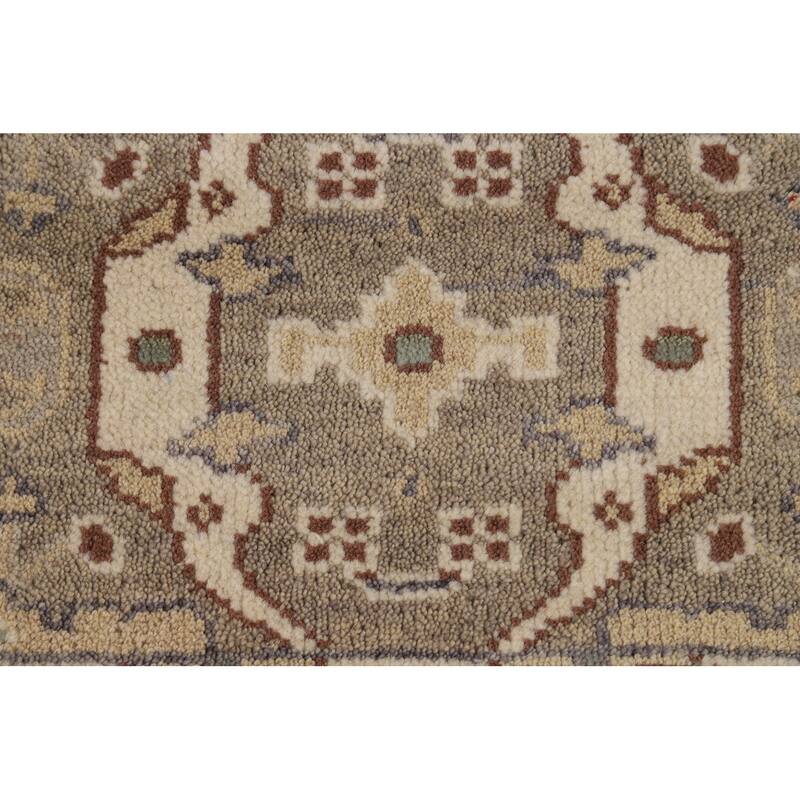 Hand Knotted Oriental 100% Wool Carpet Transitional All-Over Greys & Charcoal Oushak Runner Rug - 11' 9'' X 2' 8''