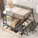 preview thumbnail 1 of 14, Metal Bunk Bed with Built-in Desk, Light and 2 Drawers, Black Full