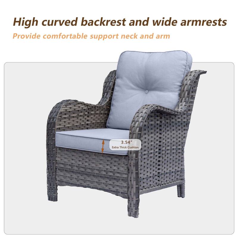 Gray Rattan Wicker High Back Outdoor Patio Furniture Sofa Seating Set