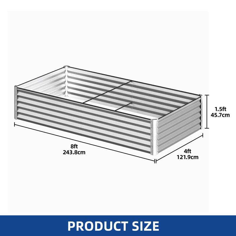 Silver Raised Garden Bed Kit for Vegetables, Flowers, Herbs-Set of 2