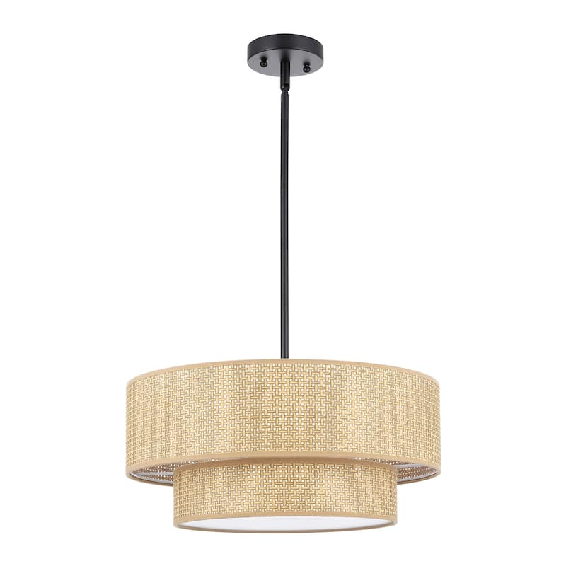 GetLedel 18-in Boho 4-Light Hand Woven Drum Chandelier - 18"