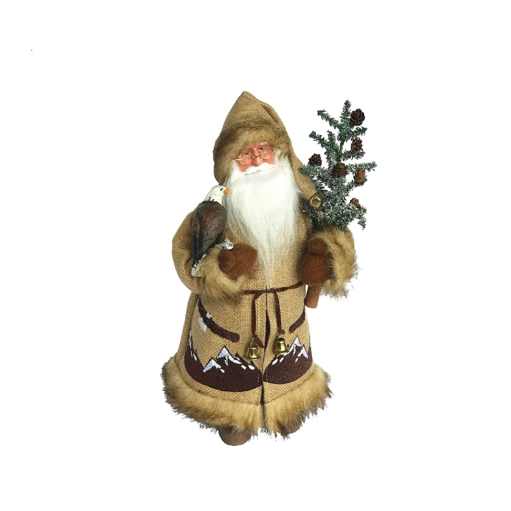 16" Santa Claus with Eagle and Pine Tree Standing Christmas Figurine