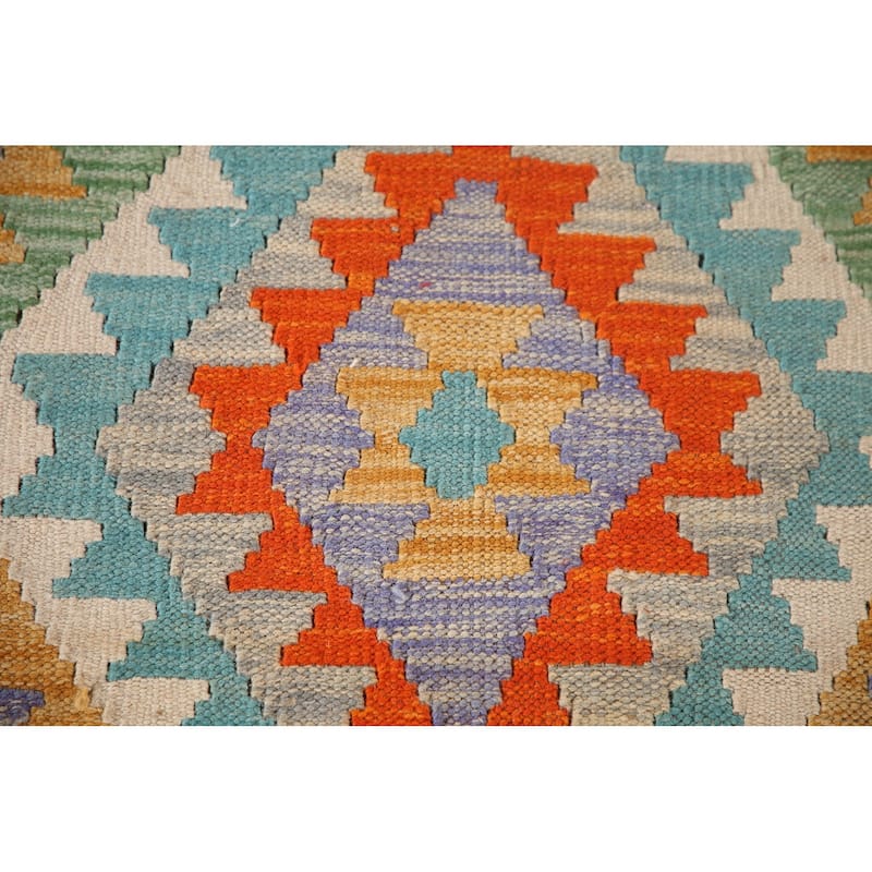 Southwestern Kilim Oriental Area Rug Flatweave Wool Carpet - 3'2"x 5'0"