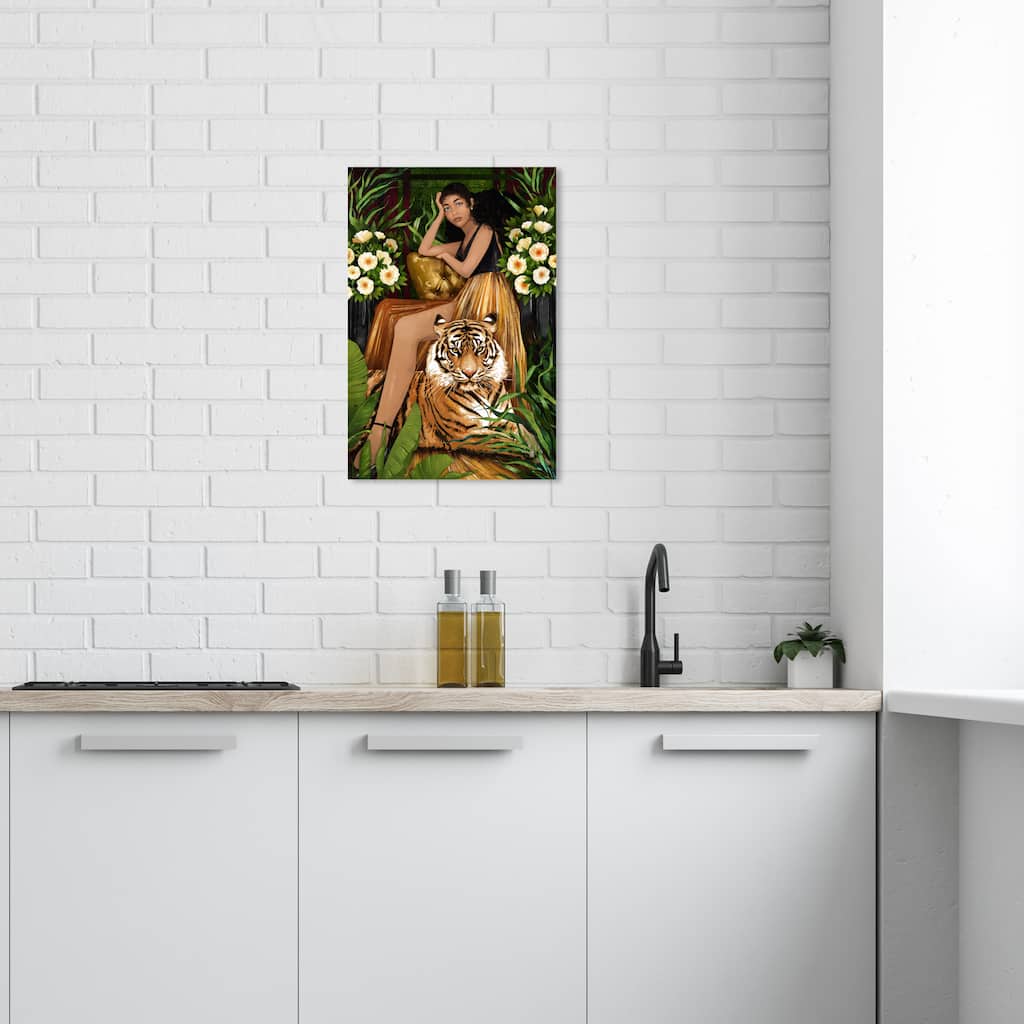Wynwood Studio Canvas Animals Garden Tiger Elegance Gold and Tropical Wall Art Canvas Print - Gold, Green