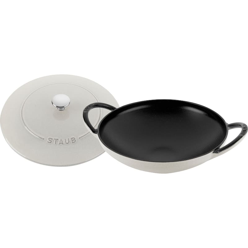 Staub Cast Iron 2-qt Wok With Cast Iron Lid - White Truffle - White Truffle