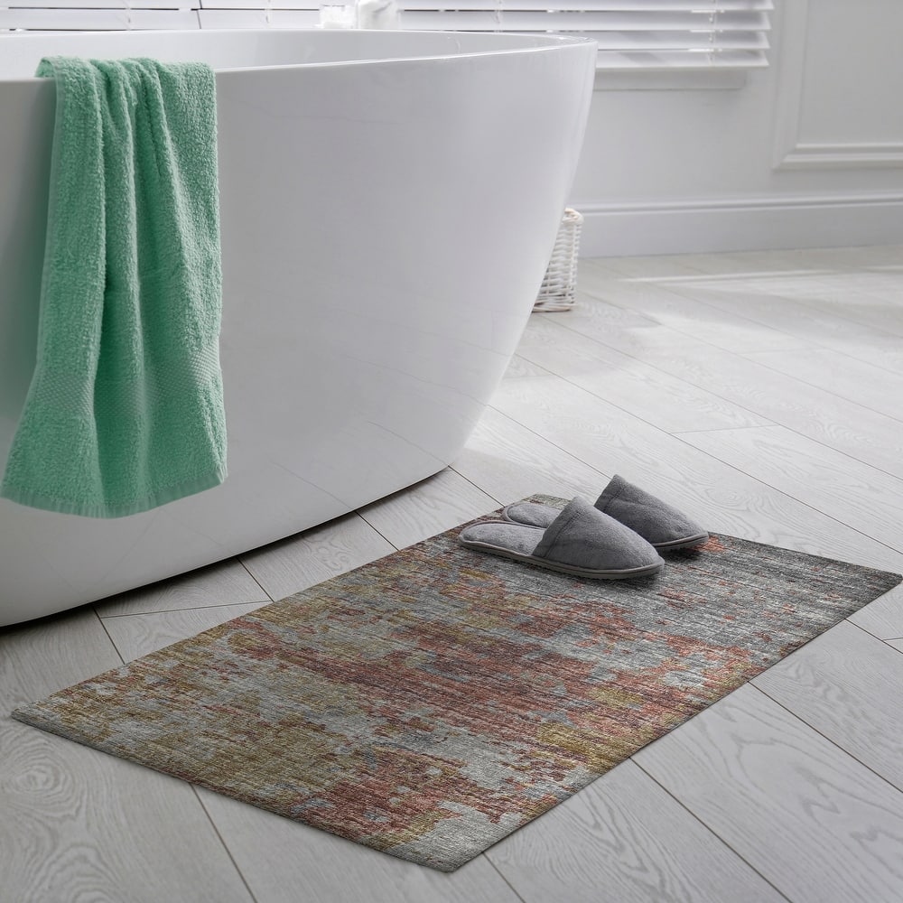 Indoor/ Outdoor Accord Modern Brushstrokes Polyester Washable Rug New