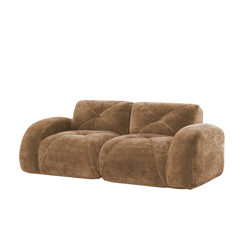 Velvet Tufted Loveseat Sofa Modular Couch, Boneless Deep Seat 2-Seater Couch, Available with/without Ottoman