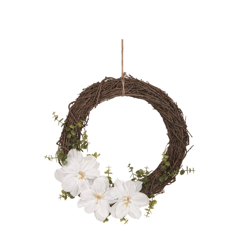 Transpac Natural Fiber 19.69" Brown Spring Magnolia and Twig Wreath