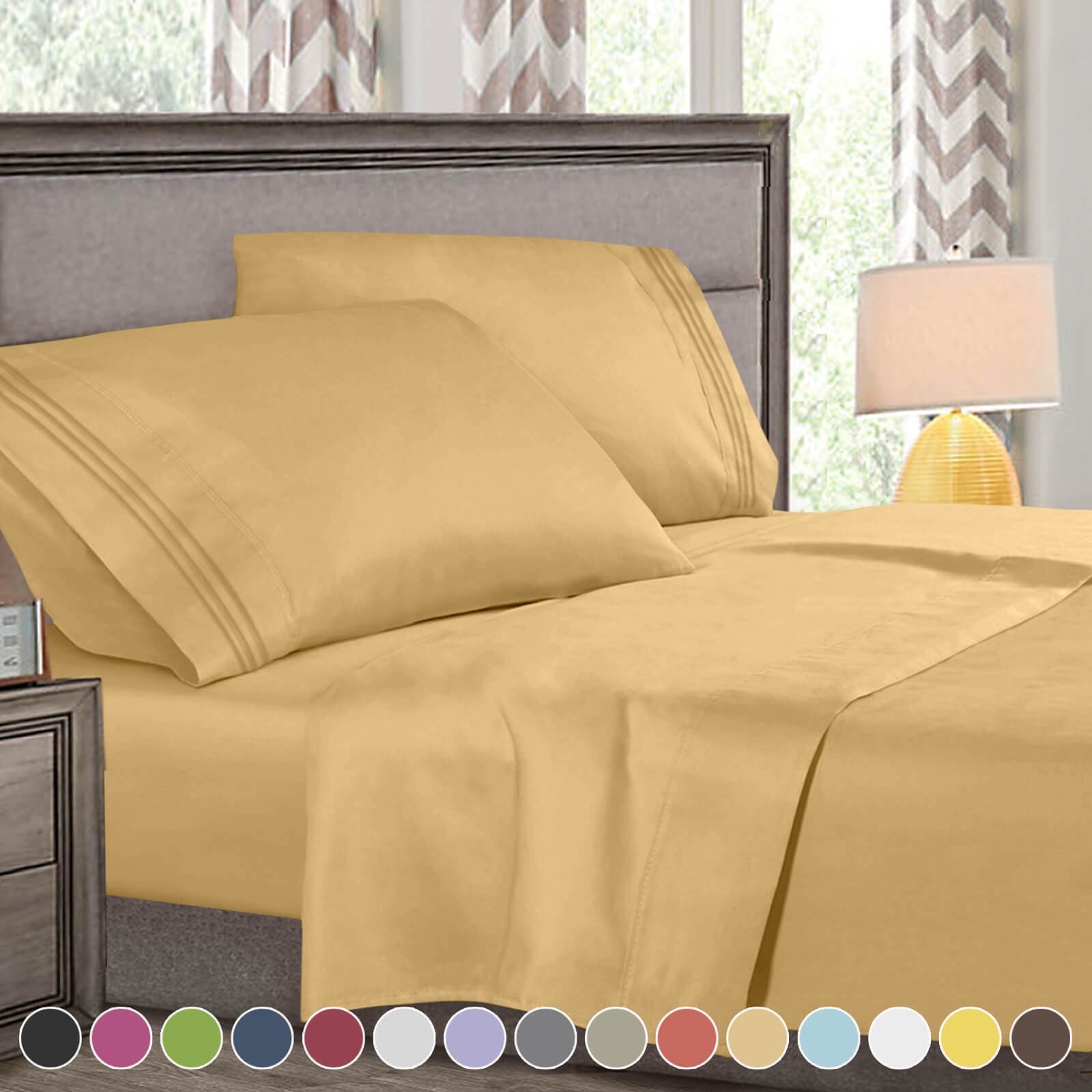 4 Pcs Deluxe Deep Pocket Bed Sheet Set in Queen Size-image