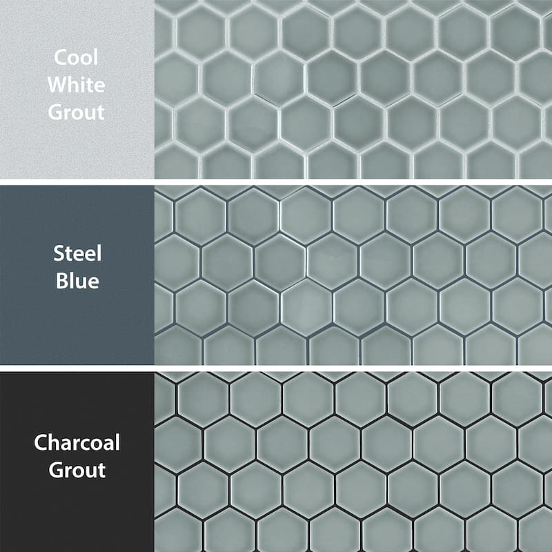 Merola Tile Tribeca 2" Hex Glossy Mist 11-1/8" x 12-5/8" Porcelain Mosaic Floor and Wall Tile