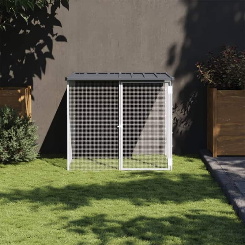 vidaXL Chicken Cage with Roof Light Gray/Anthracite multisize Galvanized Steel