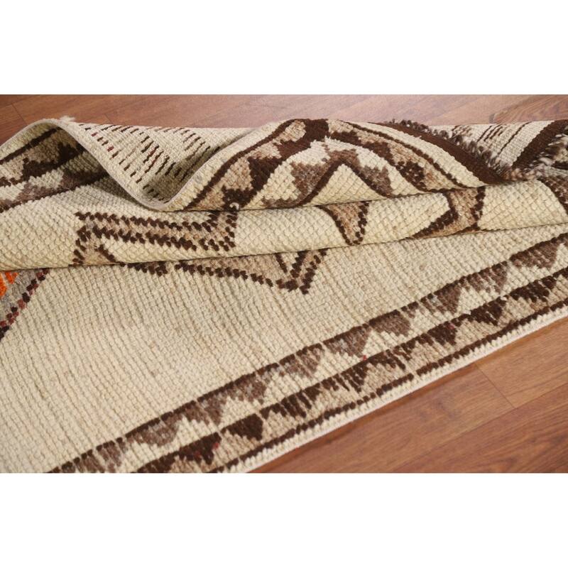 Natural Dye Anatolian Runner Rug Handmade Turkish Wool Carpet - 3'2"x 12'3"
