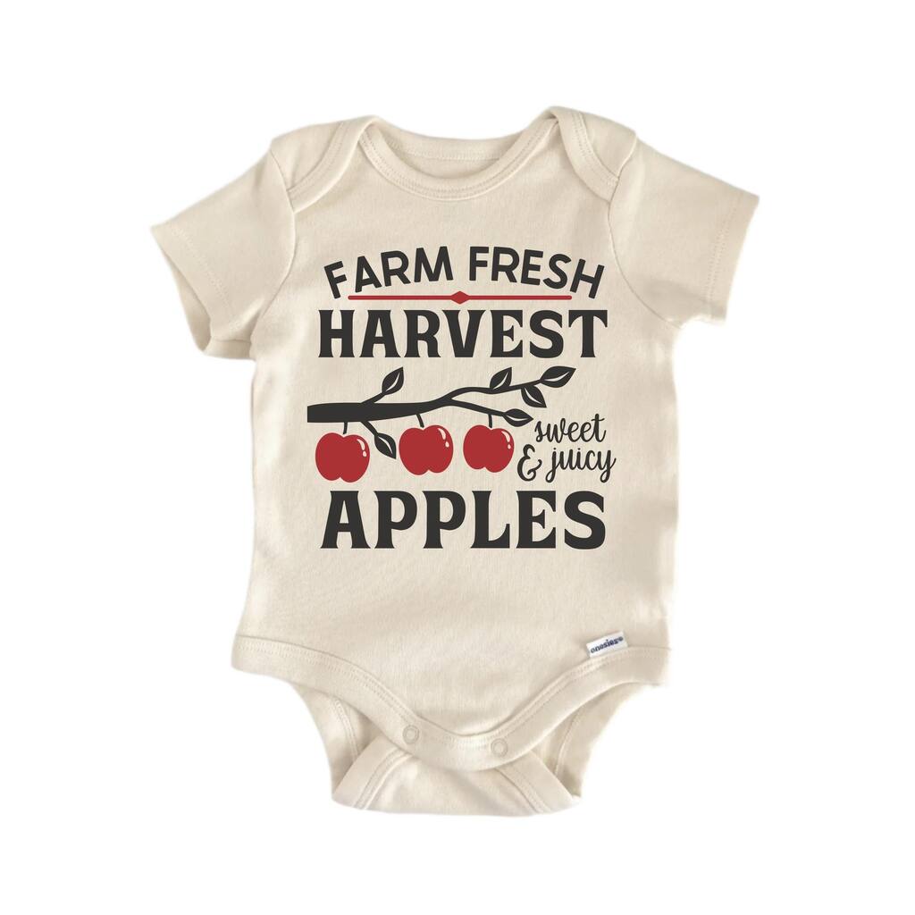 Farm Fresh Harvest Apples Fall - Baby Boy Girl Clothes Bodysuit Funny Cute