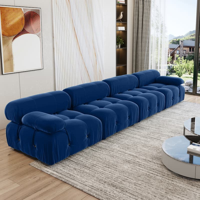 138" Convertible Modular Sectional Sofa, Luxury Modern 4-Seat Wide Couch Sectional for Living Room Bedroom Office Apartment