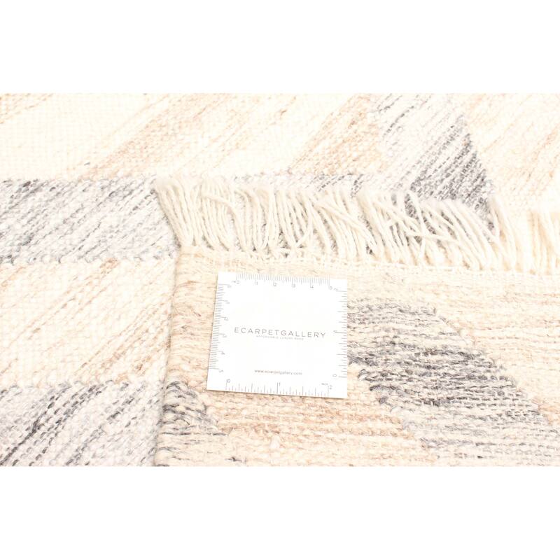 ECARPETGALLERY Flat-Weave Ankara FW Cream Wool Kilim - 5'5 x 7'5