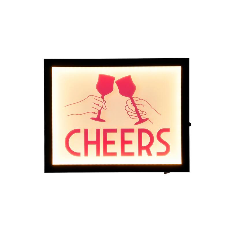 American Art Decor Tipsy Printed Cheers LED Light Box Wall Sign - 14" x 11" x 1.6" - 14" x 11" x 1.6"