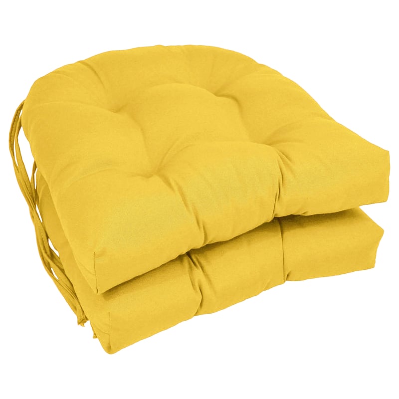 16-inch U-Shaped Indoor Twill Chair Cushions (Set of 2, 4, or 6) - 16" x 16" - Set of 2 - Sunset