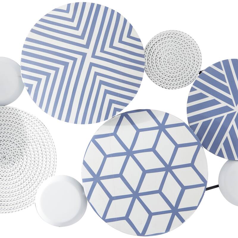 CosmoLiving by Cosmopolitan Metal Plate Wall Decor with Intricate Patterns - Blue or Black