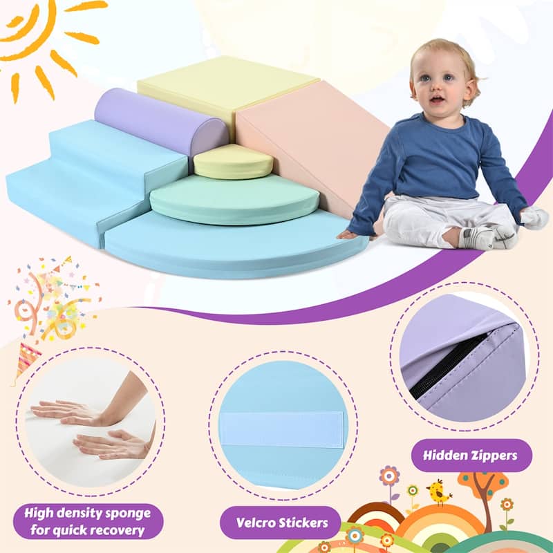 7 Piece Pizza Shape Foam Climbing Blocks for Toddlers