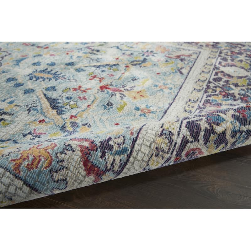Hupu Power Loomed Distressed Floral Traditional Non Skid Area Rug By HomeRoots - 90' X '63' X '0.5