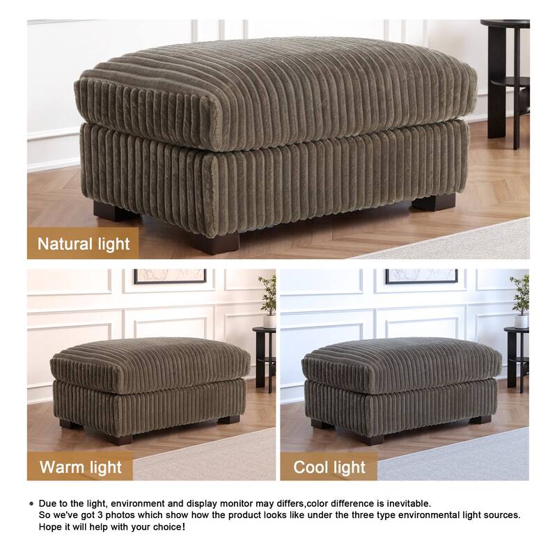 40" W Oversized Rectangle Plush Corduroy Ottoman