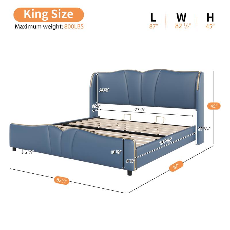 Modern Upholstered Bed Frame with Head board and Footboard