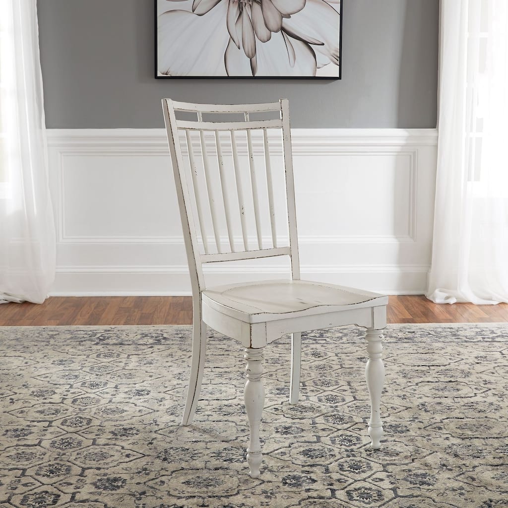 Magnolia Manor Antique White Weathered Bark Spindle Back Side Chair (Set of 2)