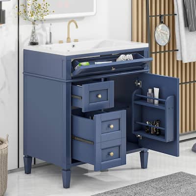 30" Bathroom Vanity with Top Sink, 2 Drawers and a Tip-out Drawer