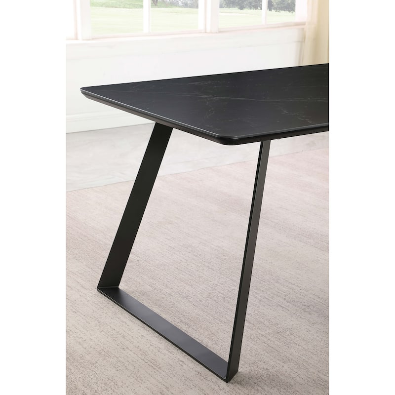 Smith Rectangular 71-inch Ceramic Top Dining Table Black