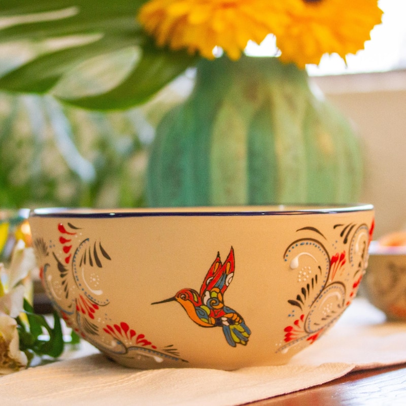 Novica Handmade Colibri Ceramic Serving Bowl