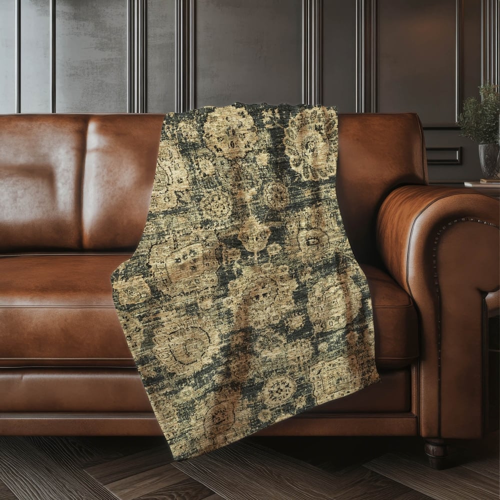 Premium Machine Washable Vintage Persian Sherpa Throw Blanket