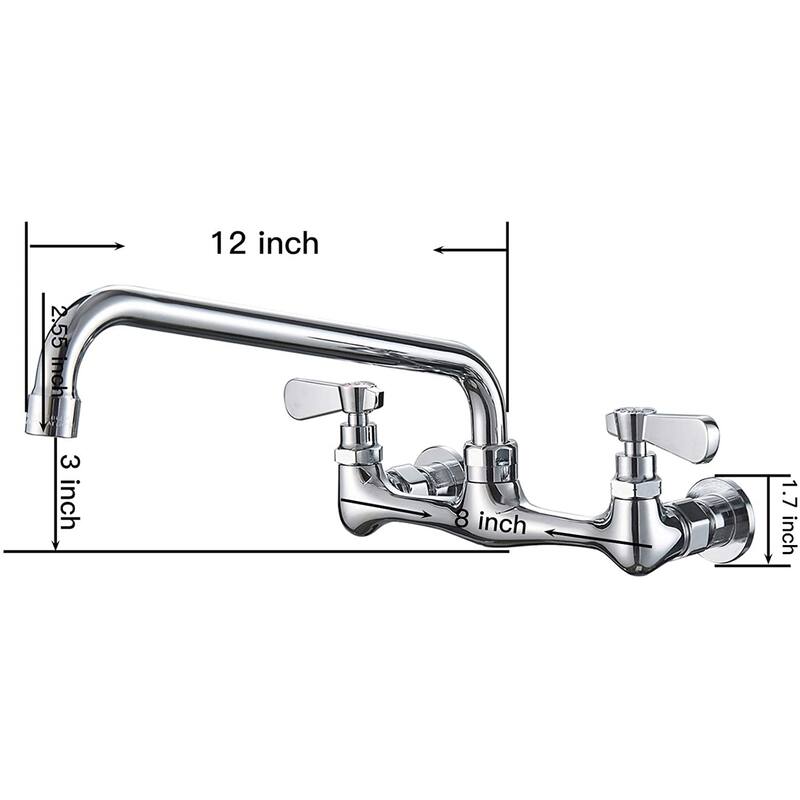 Wall Mount Kitchen Faucets,Chrome with Two Handles