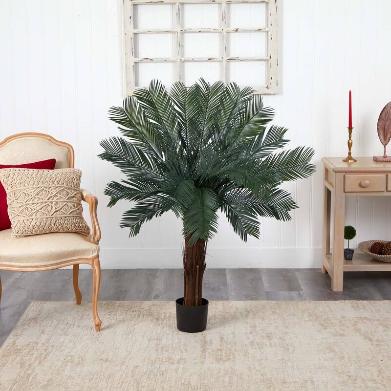 Nearly Natural 4-ft. Indoor/Outdoor Faux Cycas Tree - Green