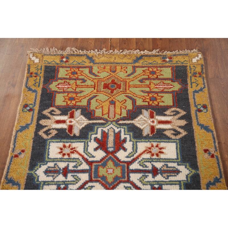 Traditional Kazak Runner Rug Hand-Knotted Wool Carpet - 2'7"x 7'9"