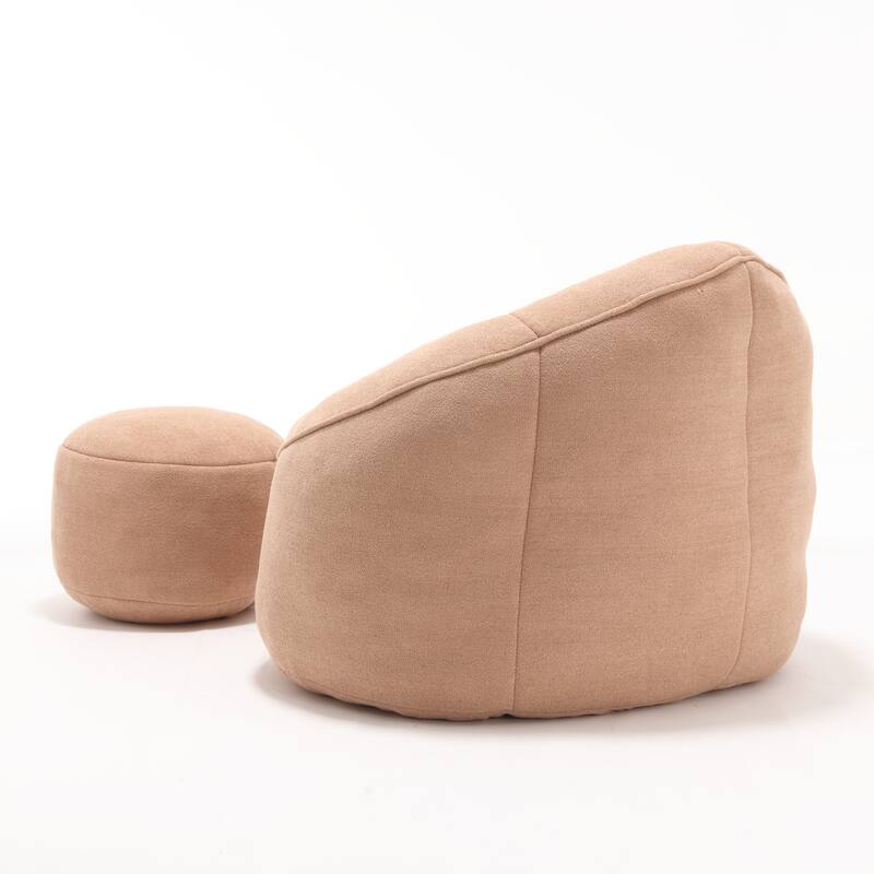 Tan 40" Microfiber Accent Chair with Ottoman