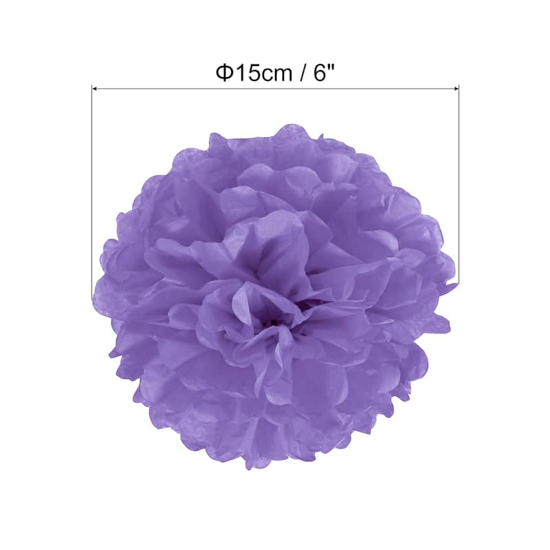 10Pcs 4" Tissue Pom Poms Paper Flowers Ball Party Wedding Decor - Dark Purple - 6"