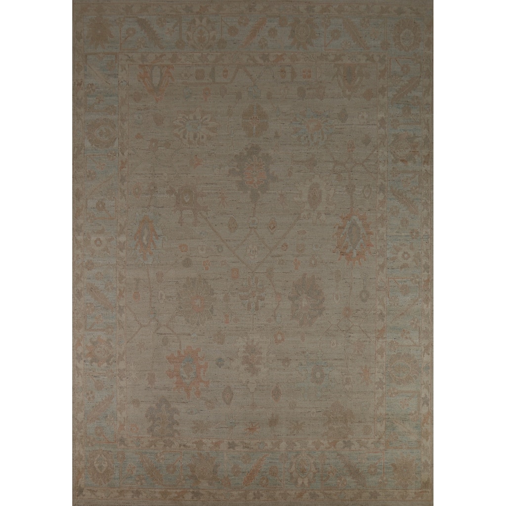 Vegetable Dye Transitional Oushak Turkish Rug Hand-Knotted Wool Carpet - 7'10" x 10'0"
