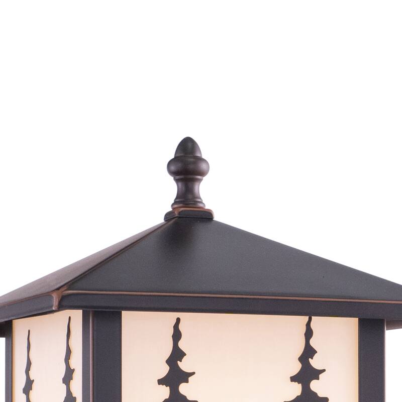 Yosemite 1L Bronze Rustic Outdoor Tree Post Light White Glass - 8-in W x 14-in H x 8-in D