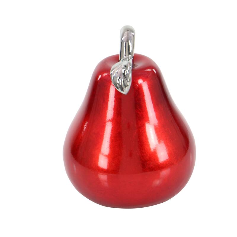 Copper Grove Kitty Red Ceramic Pear and Apple (Set of 2)