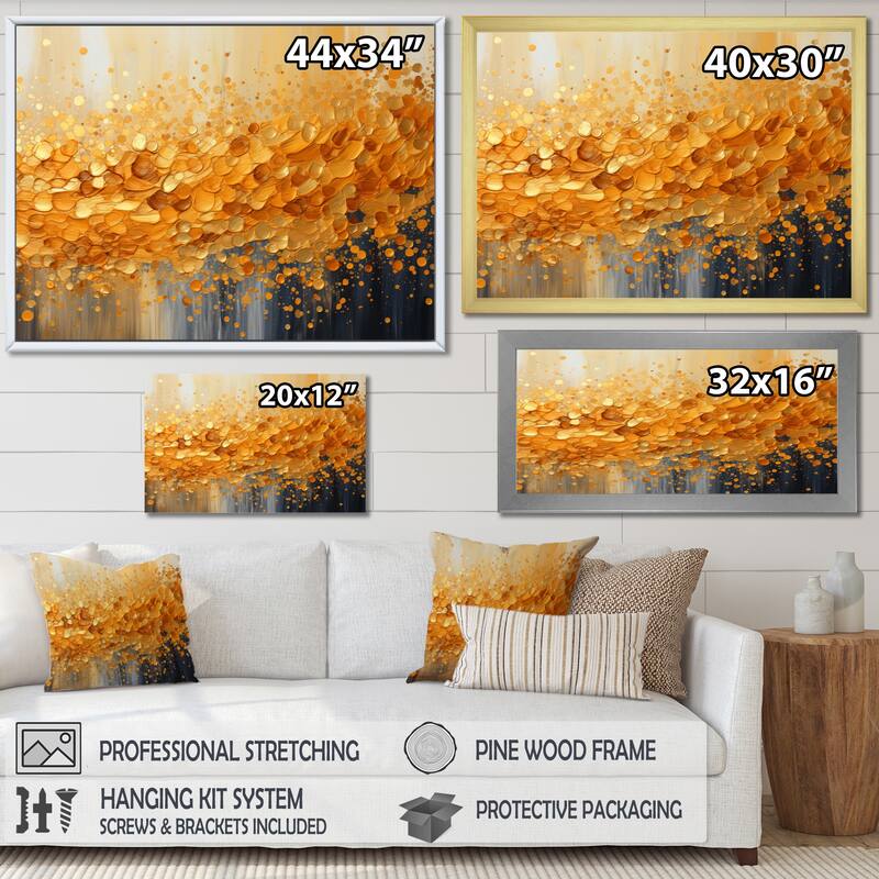 Designart "Golden Radiance I" Abstract Landscape Framed Wall Art Living Room