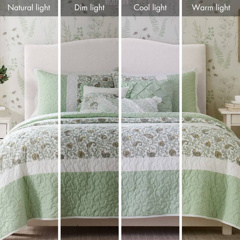 Madison Park Vanessa 6 Piece Cotton Percale Quilt Set with Throw Pillows