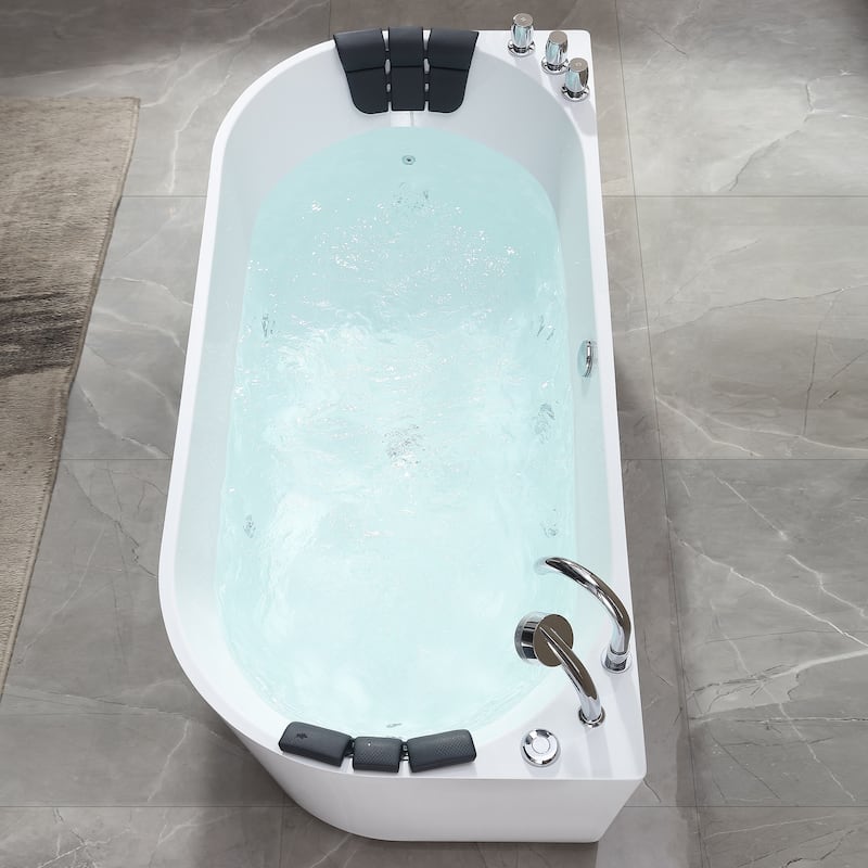 71" X 32" Center Drain Freestanding Whirlpool Bathtub With Faucet